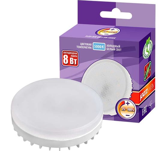 Изображение товара Светодиодная лампа Jazzway диммируемый PLED-DIM GX53 8Вт таблетка 5000K холодный белый 640лм 230В/50Гц  5011281