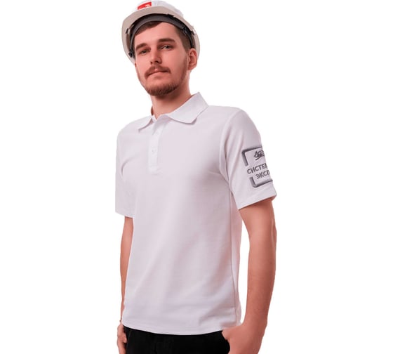Изображение товара Рубашка поло с логотипом для специалистов монтажа Система КМ размер xs белая lo50102 Polo-KM-XS-white