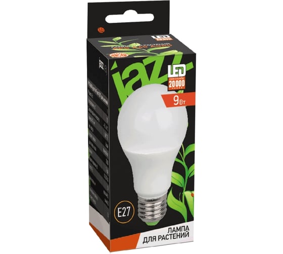 Изображение товара Светодиодная лампа Jazzway PPG A60 Agro 9Вт A60 грушевидная матовая E27 IP20 для растений красный/синий спектр frost 5002395