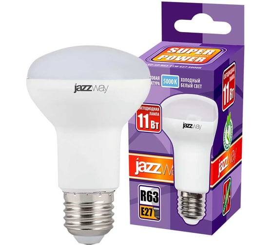 Изображение товара Светодиодная лампа Jazzway PLED-SP 11Вт R63 5000К холодный белый E27 820лм 230В/50Гц 1033673