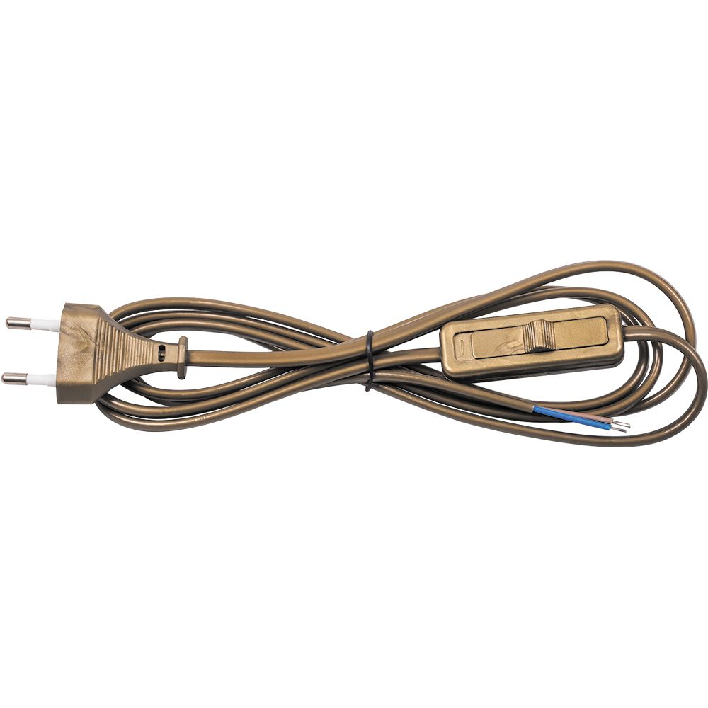 фото Сетевой шнур feron с выключателем, 230v 1.9м золото, kf-hk-1 23051