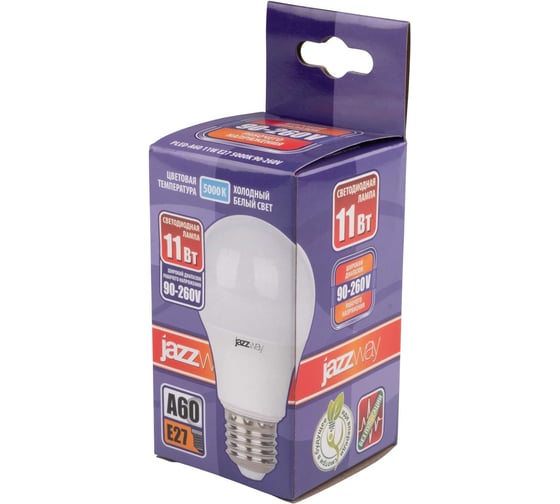 Изображение товара Светодиодная лампа Jazzway специального назначения PLED-A60 11Вт E27 5000К 980лм 90-260В для работы в расширенном диапазоне напряжения 5005549