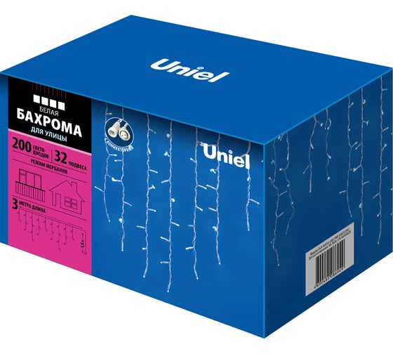 Изображение товара Светодиодная бахрома с эффектом мерцания Uniel ULD-B3010-200/TWK WHITE, IP67, 3м  UL-00001366