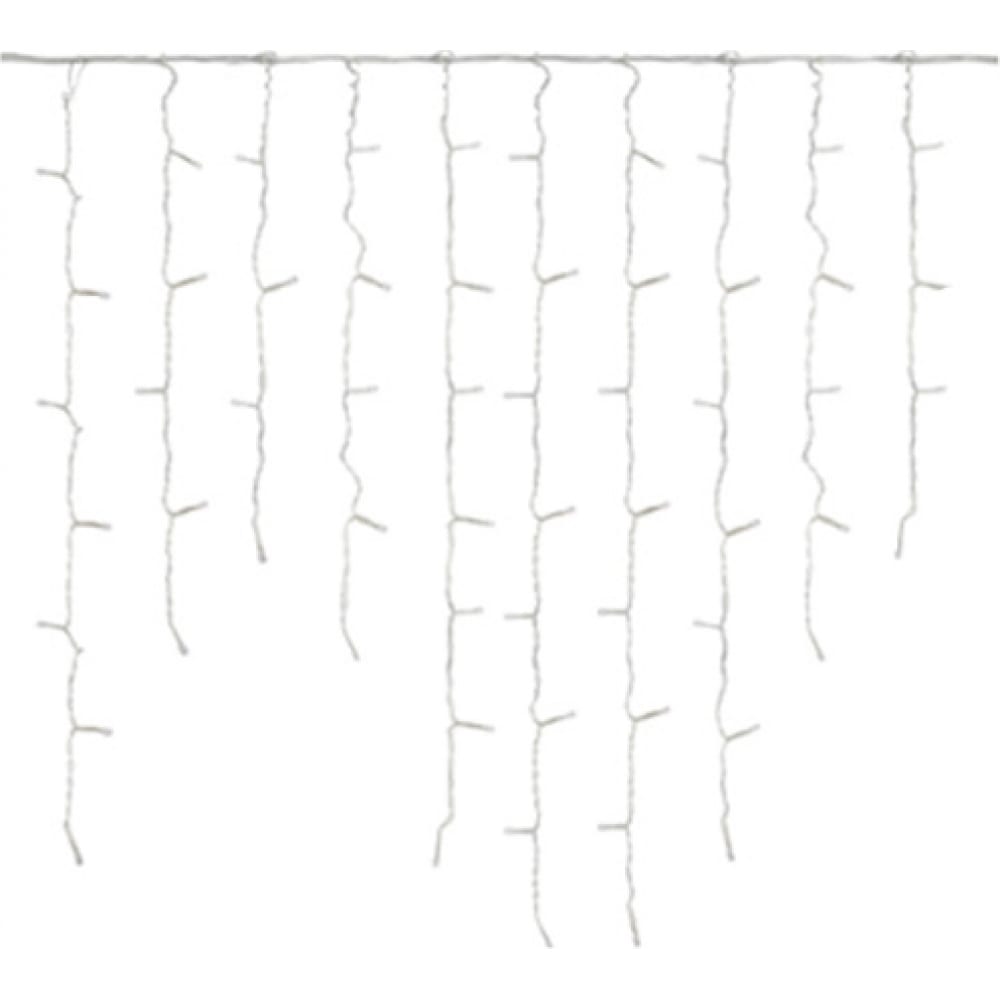 Светодиодная гирлянда Uniel гирлянда бахрома с колпачком 3 1 x 0 5 м белая с мерцанием белого диода 220в 120 led провод прозрачный пвх ip65