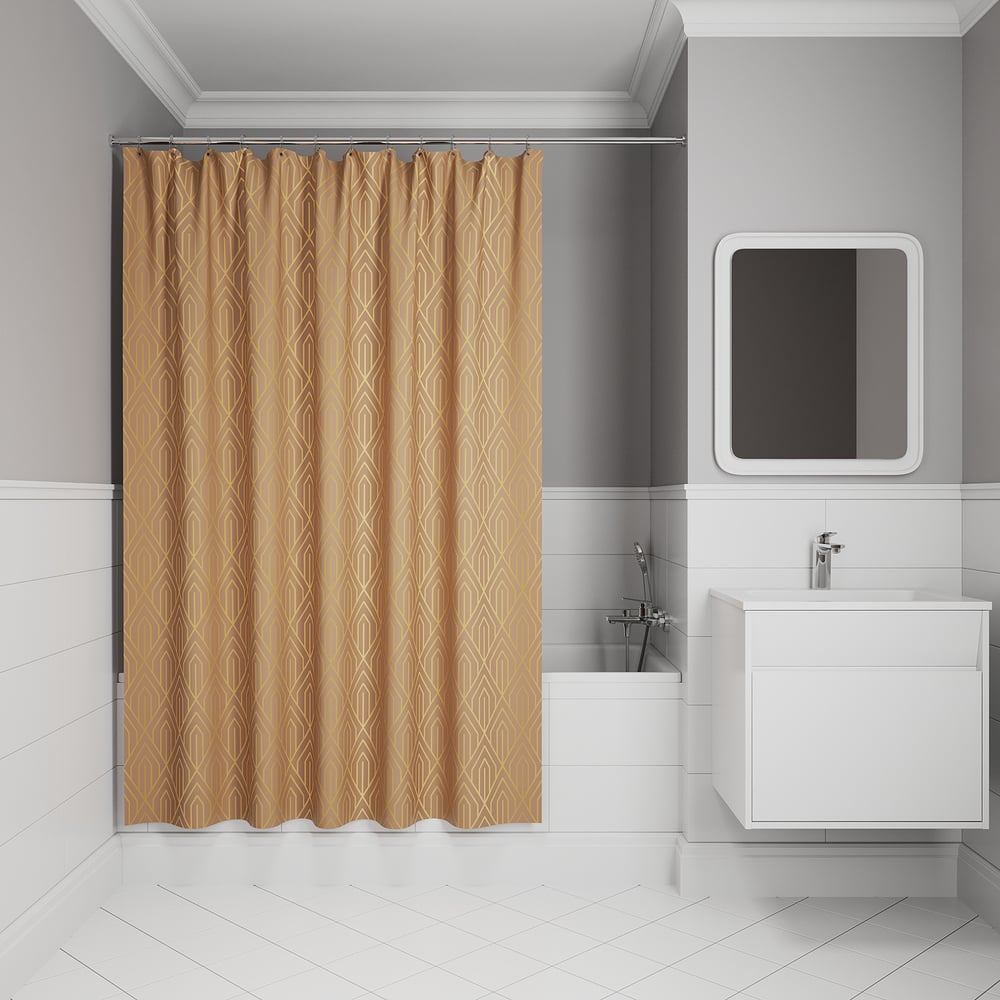 Изображение товара Штора для ванной IDDIS 200x180 см полиэстер коричневая серия Base