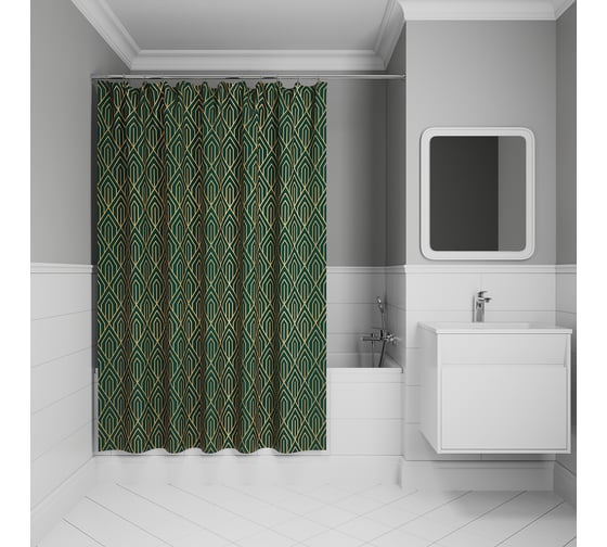 Изображение товара Штора для ванной IDDIS 200x180 см, полиэстер, зеленый BG06P18i11