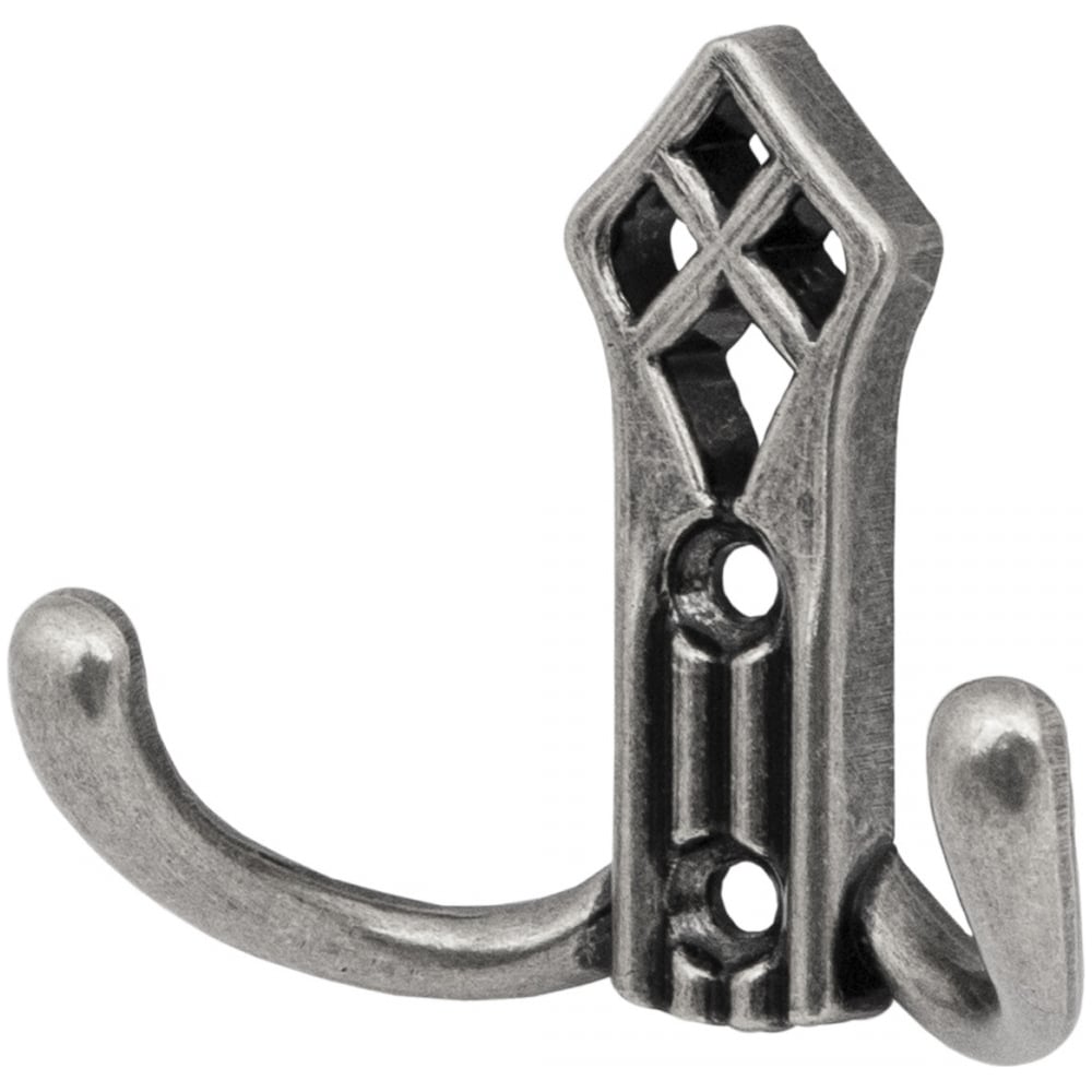 Изображение товара Мебельный крючок AKS PALAZZO 2 рожка античное серебро цинк 81196