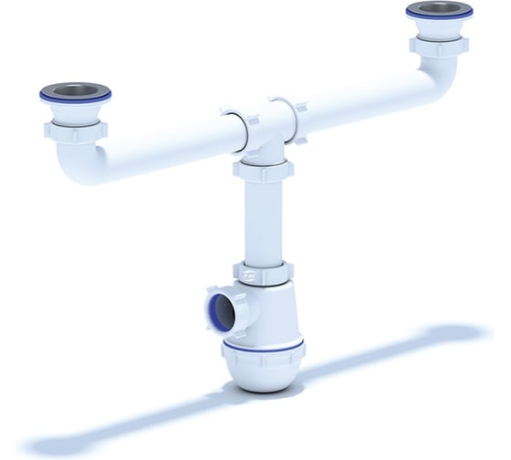 Изображение товара Сифон для мойки АНИ Пласт две чаши, бутылочный, 1 1/2 дюйма x 40 мм, нержавеющая сетка A3000 025-0089