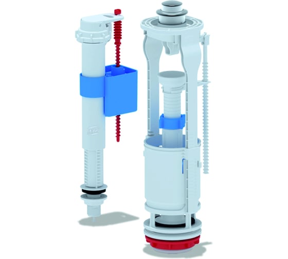 Изображение товара Арматура для бачка АНИ Пласт набор с нижней подводкой 1/2", хромированная кнопка, 1 режим, универсальная WC8510C 023-1952