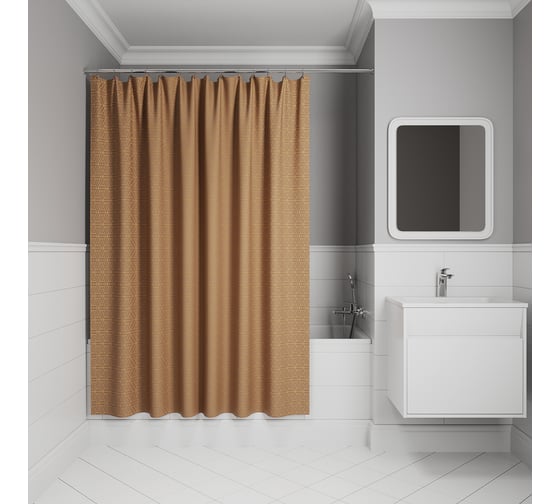 Изображение товара Штора для ванной IDDIS 200x240 см, полиэстер, коричневый BG04P24i11