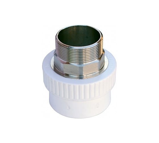 Изображение товара Комбинированная муфта VALFEX PP-R белая, под ключ, 63х2 дюйма НР 10135063 127-0254