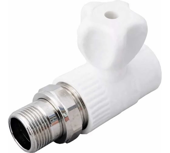 Изображение товара Шаровый кран VALFEX белый, 20х1/2 дюйма НР, прямой для радиатора 10149020 007-7675