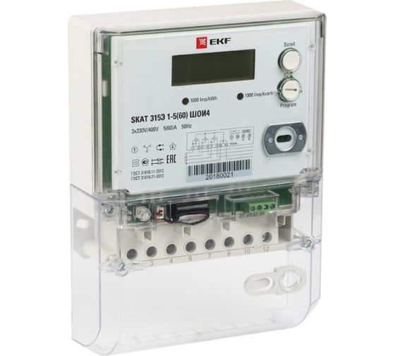 Изображение товара Счетчик электрической энергии трехфазный многотарифный EKF SKAT 315E/1-5(60) SIRP PROxima 31501R
