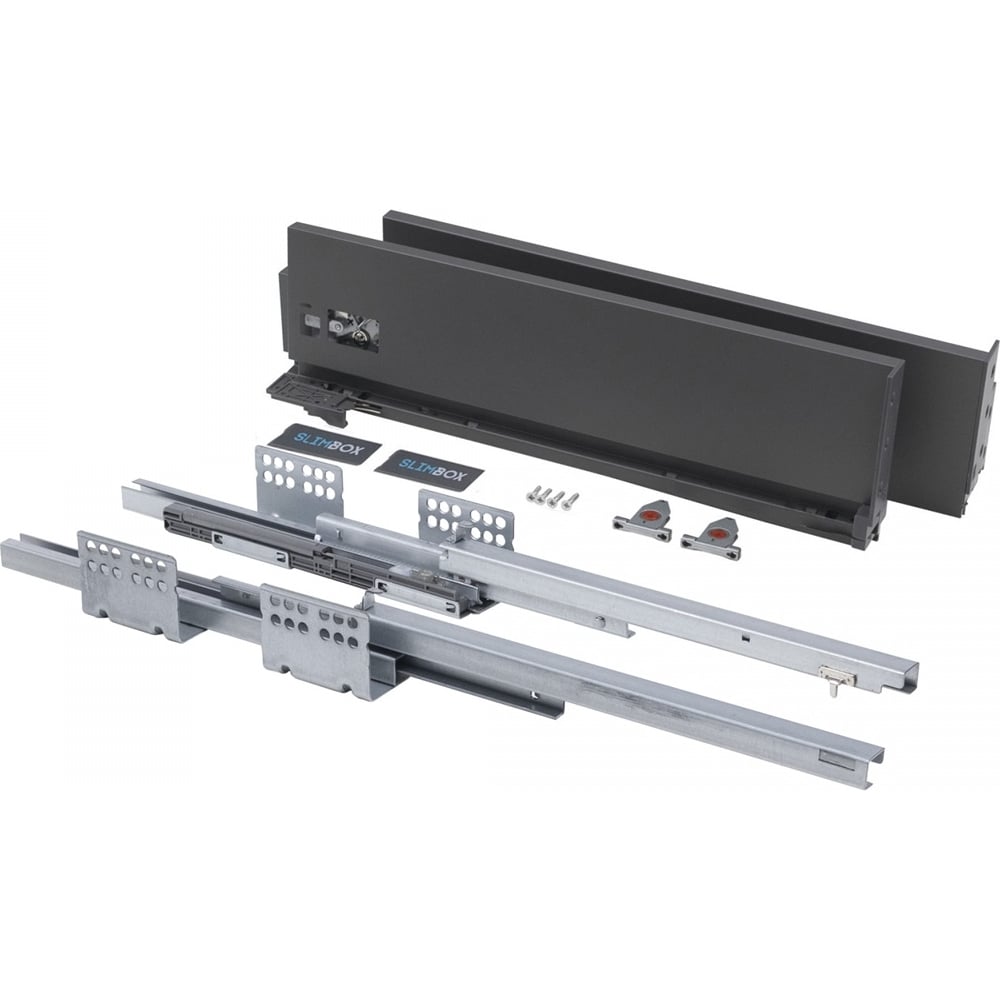 Изображение товара Система ящиков AKS Slimbox 128x350 мм, средний, с доводчиком, графит, правый и левый 50805