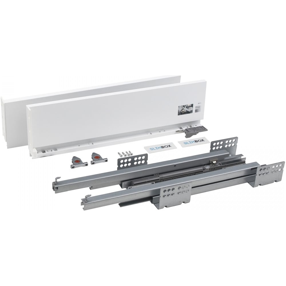 Изображение товара Система ящиков AKS Slimbox 128x300 мм с доводчиком белая, правый и левый комплект