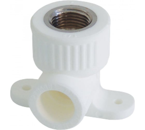 Изображение товара Комбинированный угольник VALFEX PP-R белый, 20х1/2 дюйма ВР, с креплением 10120020 127-0583