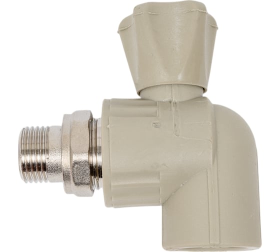 Изображение товара Кран PP-R серый шар Valfex 25х1/2 дюйма НР угл д/рад 10148125Г