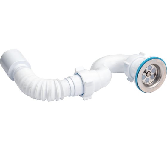 Изображение товара Сифон для поддона АНИ Пласт трубный, 1 1/2 дюйма x 40 мм, гофра, 40х50 мм, нержавеющая сетка E115 025-0104