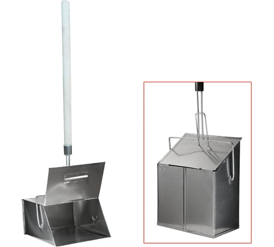 Изображение товара Совок для мусора ОФИСМАГ 24x29 см, закрывающаяся крышка, деревянная рукоятка 75 см, Ловушка, металлический 603586