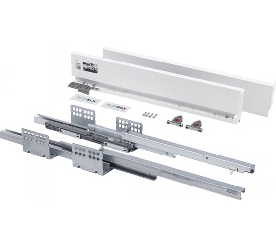 Изображение товара Система ящиков AKS Slimbox 90x400 мм, низкий, с доводчиком, белый, правый и левый 50801