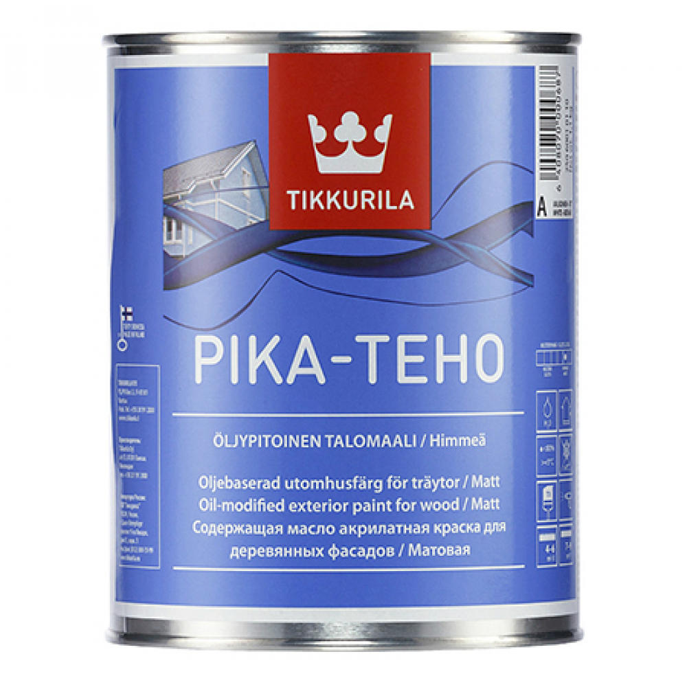 фото Фасадная краска tikkurila pika teho акрилатная с добавлением масла, матовая, база a 9л 25060010160
