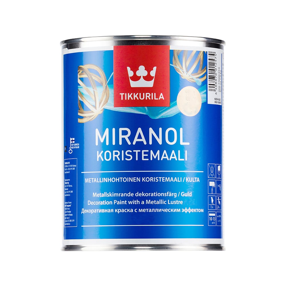 фото Декоративная краска tikkurila miranol с металлическим эффектом, для внутренних работ медь 0,1л 677010006