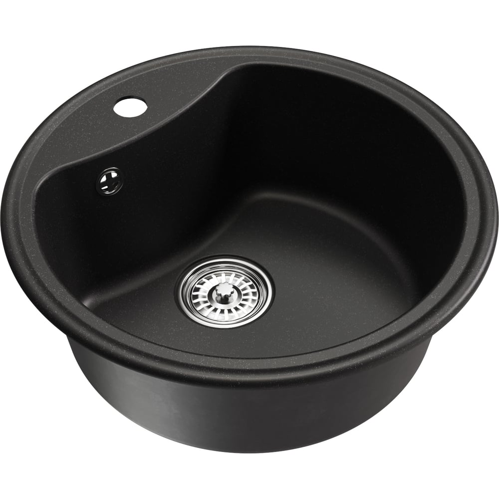 Изображение товара Мойка кухонная круглая ультра-черная из искусственного мрамора 510x510 мм