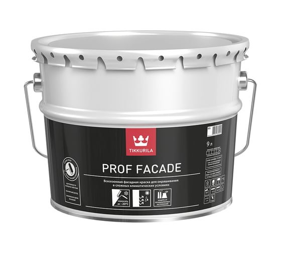 Изображение товара Фасадная краска Tikkurila PROF FACADE всесезонная, органоразбавляемая, база A 9л 27358 700001046