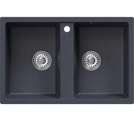 Изображение товара Мойка MIXLINE ML-GM23 двухчашевая, антрацит 343, 770х500х190мм NEW 552044