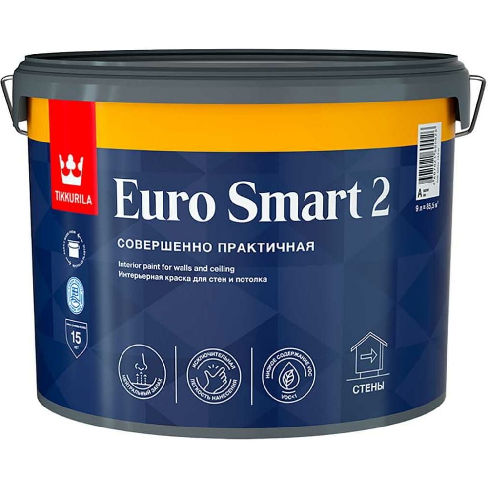 Интерьерная краска для стен и потолка Tikkurila краска tikkurila euro smart 2 белый 2 7 л