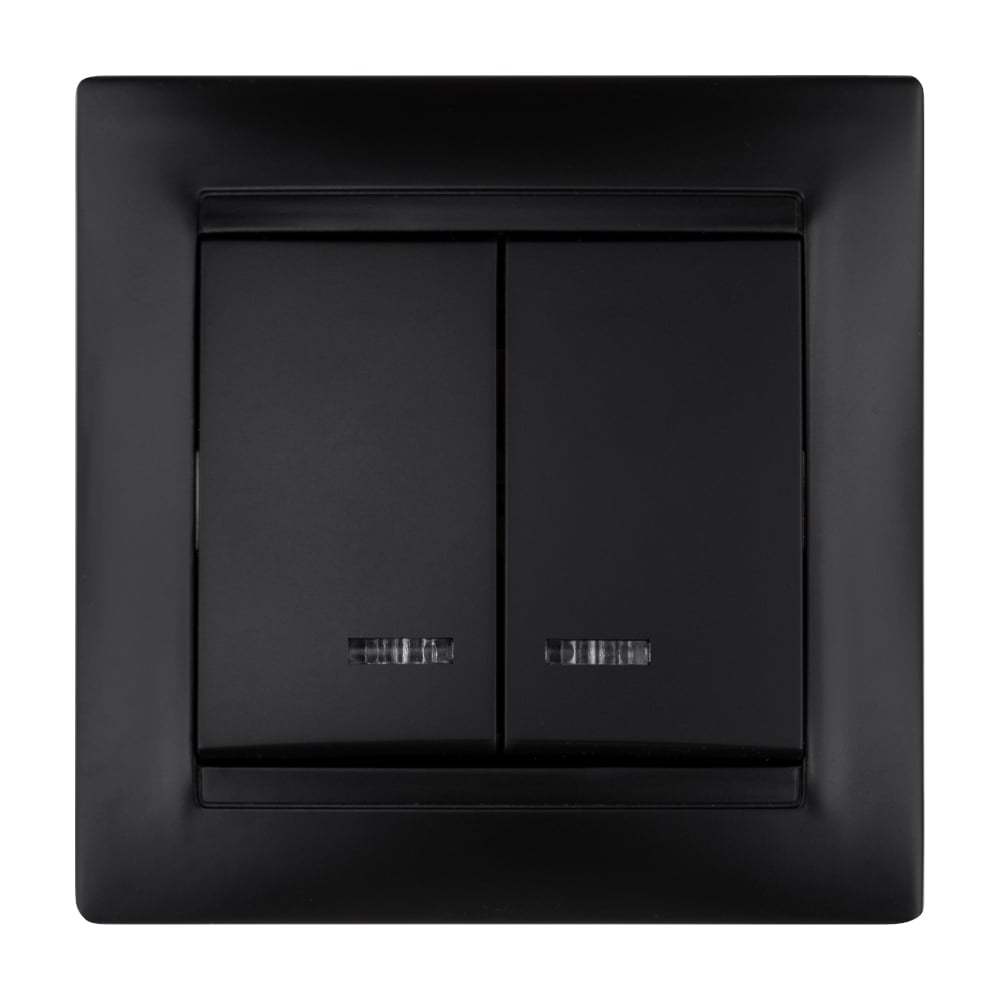 Выключатель 2 клавишный TDM ELECTRIC с подсветкой 10А графит "Лама" SQ1815-0605