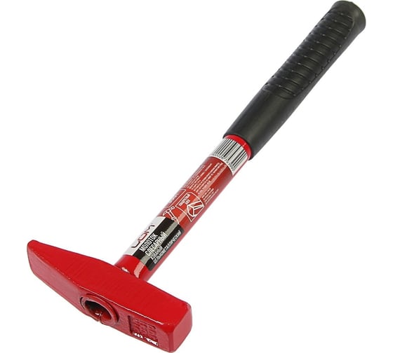 Изображение товара Слесарный молоток ЛОМ квадратный боек, металлическая обрезиненная рукоятка, 300 г 2679399