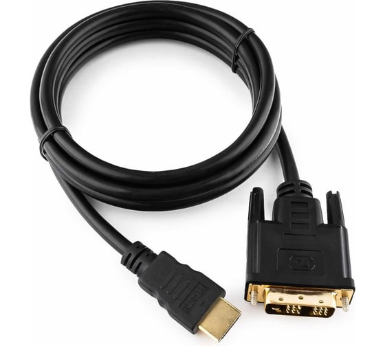 Изображение товара Кабель Cablexpert HDMI-DVI 19M/19M, 1.8м, single link, медь, позол.разъемы, экран, черный CC-HDMI-DVI-6