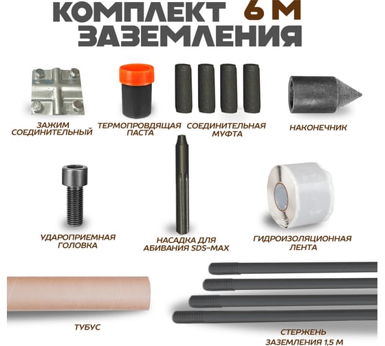 Изображение товара Комплект заземления ЭИК 6 метров сударной насадкой SDX-max eik006