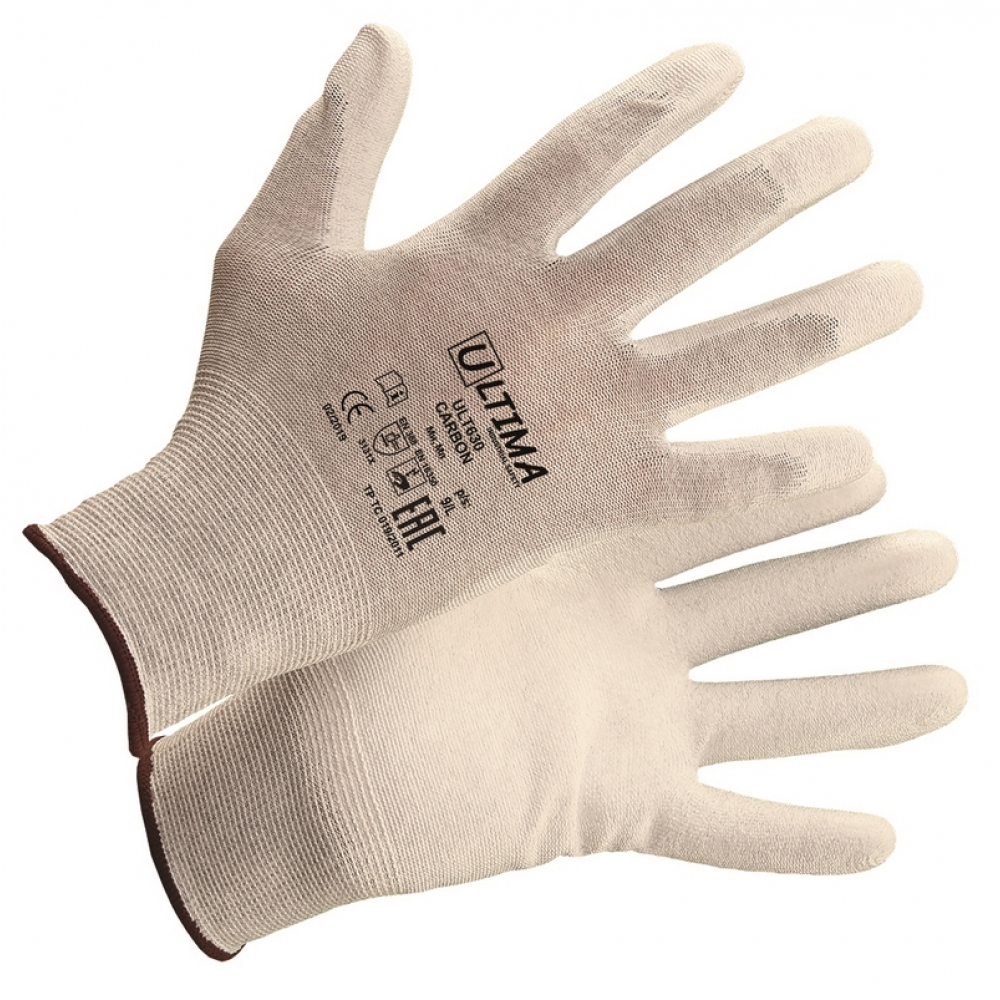 фото Нейлоновые перчатки с карбоновой нитью и полиуретановым покрытием ultima carbon ult630/m