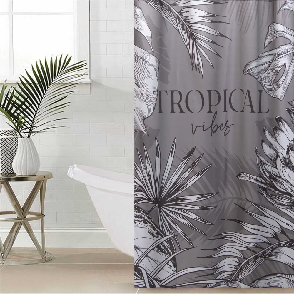 Изображение товара Штора для ванной Этель Tropical vibes 145x180 см полиэстер водоотталкивающая