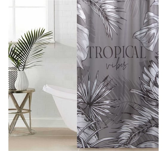 Изображение товара Штора для ванной Этель Tropical vibes 145x180 см, полиэстер 9264516