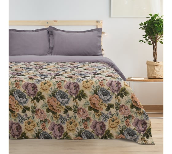 Изображение товара Покрывало гобеленовое Этель Пионы 120х200 см, плотность 300 г/м2, 30% хлопок, 70% п/э 4542644