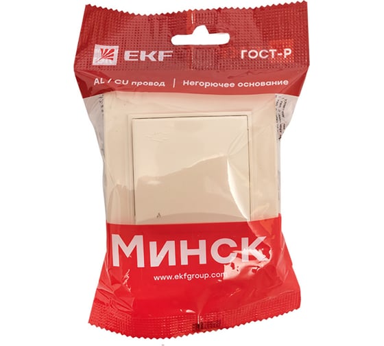 Изображение товара 1-местная розетка EKF СП с/з Минск с крышкой 16А бежевая с защитными шторками ERR16-029-200