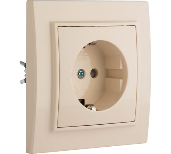 Изображение товара 1-местная розетка EKF Минск СП с/з 16А бежевый, с защитными шторками ERR16-028-200