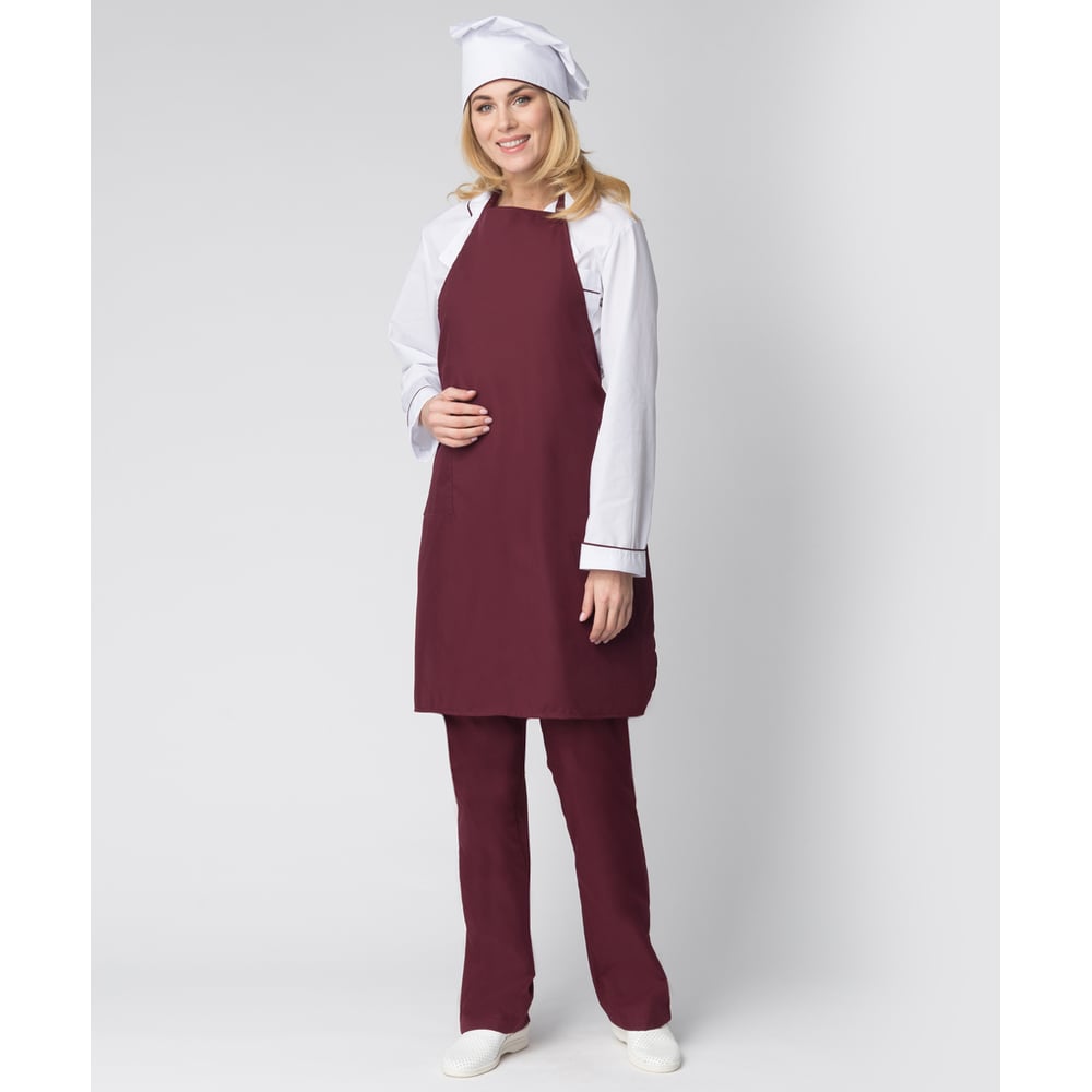 Изображение товара Женский костюм повара ФАКЕЛ Гурман белый бордовый размер 44-46