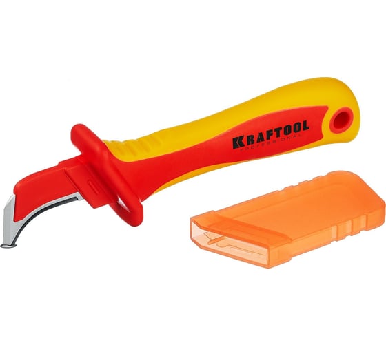 Изображение товара Диэлектрический нож электрика KRAFTOOL KN-7 с пяткой, изогнутый 45400