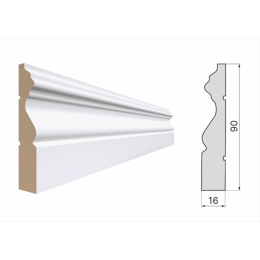 Изображение товара Наличник STELLA 90R из МДФ белый 2200х90х16 мм 5 шт