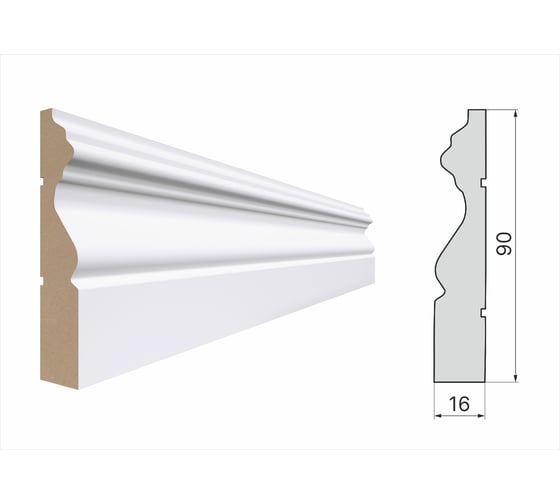 Изображение товара Наличник STELLA 90R МДФ, белый, 2200х90х16 мм, упаковка 5 шт ЦБ-00012003