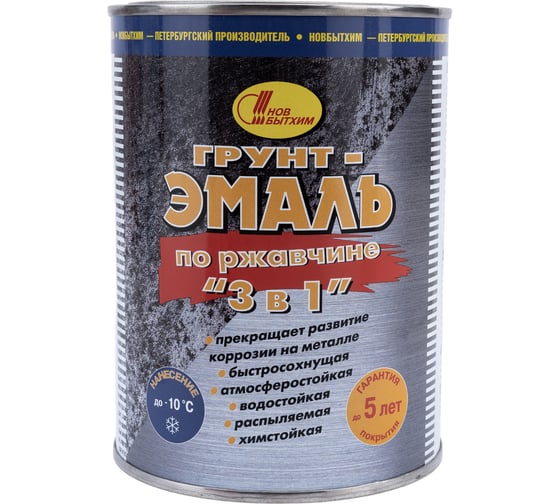 Изображение товара Грунт-эмаль по ржавчине 3в1 Новбытхим зеленая RAL 6032 1 л 2993