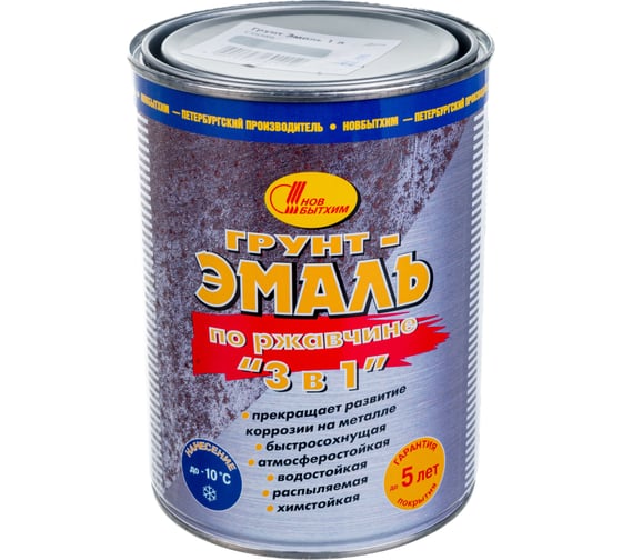 Изображение товара Грунт-эмаль по ржавчине 3в1 Новбытхим серая, RAL 7040 1 л 2928