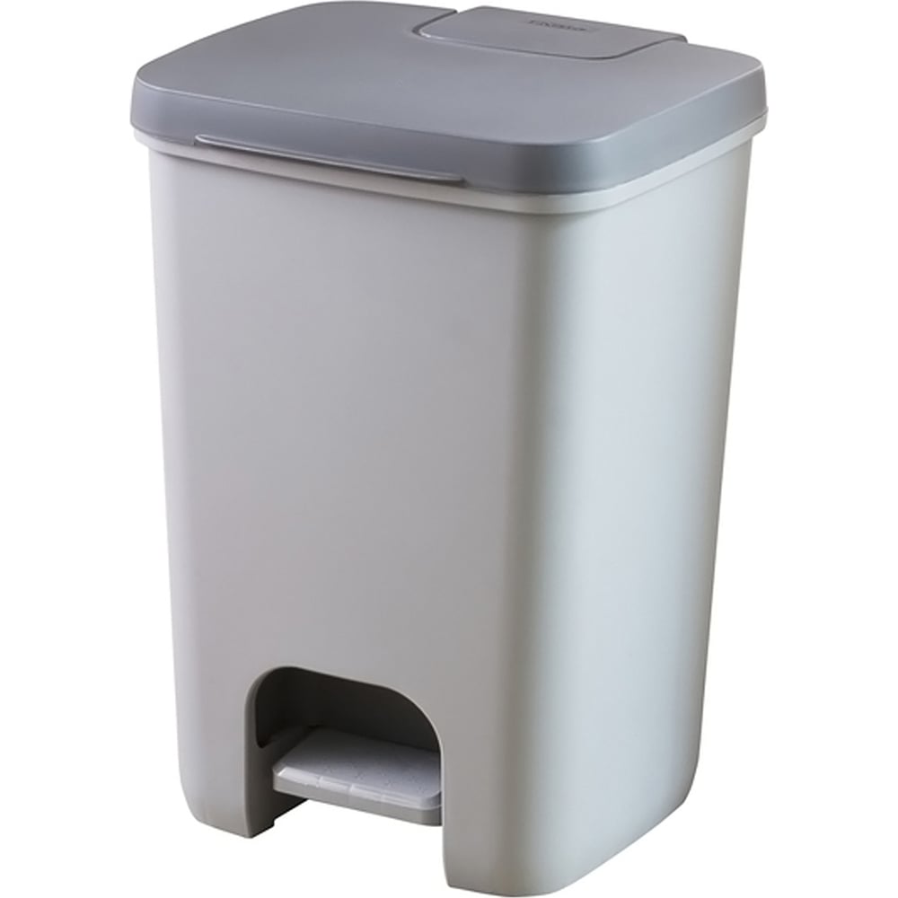 Изображение товара Контейнер для мусора с педалью, рамкой и лотком CURVER essentials 20l, антрацит/серый 00759-686-00