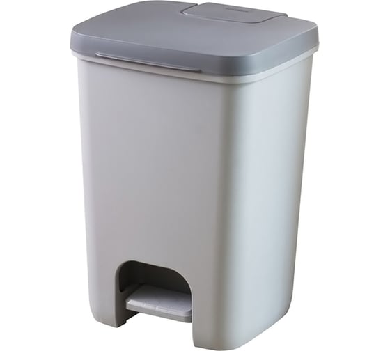 Изображение товара Контейнер для мусора с педалью, рамкой и лотком CURVER essentials 20l, антрацит/серый 00759-686-00