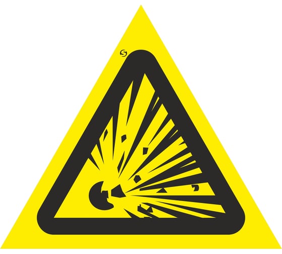 Изображение товара Знак безопасности Стандарт Знак W02 "взрывоопасно", 150 мм, световозвращающая пленка, пластик 2 мм 00-00049957