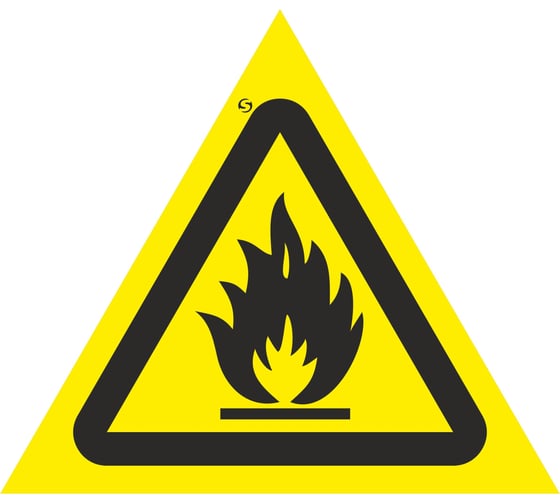 Изображение товара Знак безопасности Стандарт Знак W01 "пожароопасно. легковоспламеняющиеся вещества", 150 мм, световозвращающая пленка, пластик 2 мм 00-00049959